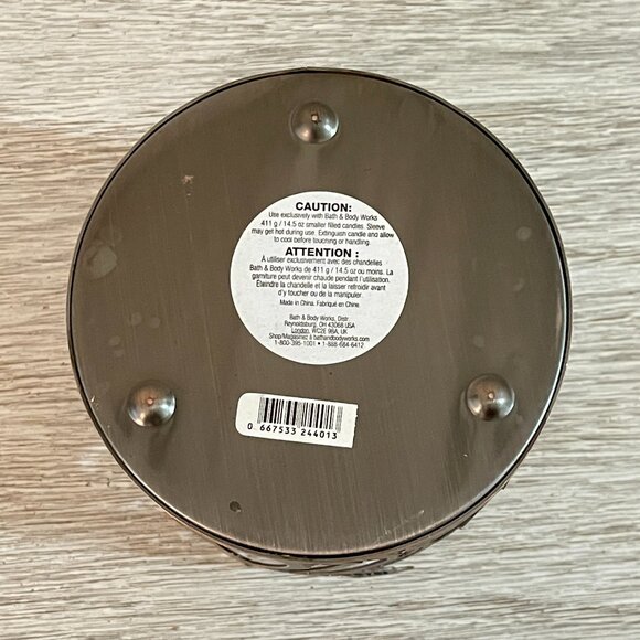 Bath & Body Works 3 Wick Candle Sleeve Holder Stand Pumpkin Fall Metal - Picture 5 of 7